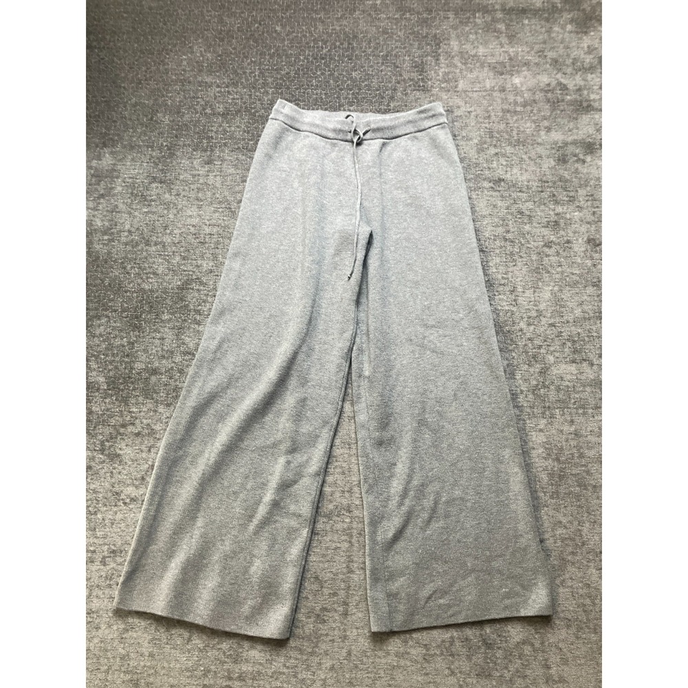 H&M Divided Pants Womens Small Heather Gray Knit Flat Front Wide Leg Drawstring